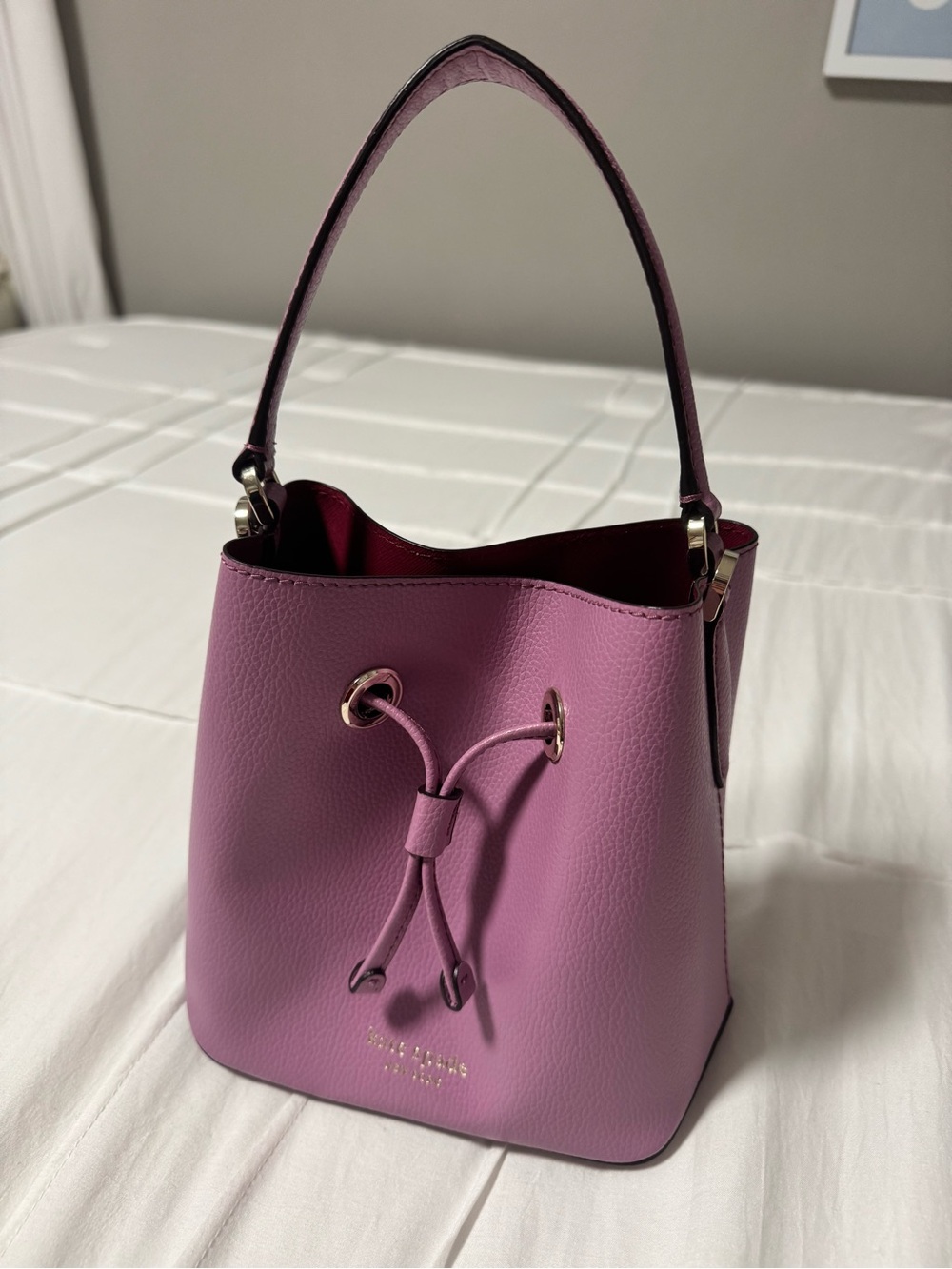 kate spade lavender leather bucket bag